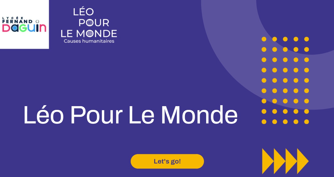 Jeudi 29 janvier, Léo Pour Le Monde est intervenue au lycée Daguin de Mérignac auprès de trois classes de seconde et de terminale, dans le cadre du programme Enseignement Moral et Civique (EMC).

Cette rencontre a été l’occasion de présenter :
👉 l’historique de l’association,
👉 ses actions concrètes,
👉 son rôle essentiel dans l’éducation au sein des pays en voie de développement.

Un temps d’échange riche avec des élèves attentifs et curieux, permettant de sensibiliser les jeunes générations aux enjeux de solidarité internationale et d’accès à l’éducation pour tous.

Un grand merci au lycée Daguin et aux équipes pédagogiques pour leur accueil 🙏

Et bravo aux élèves pour leur intérêt et leurs questions !